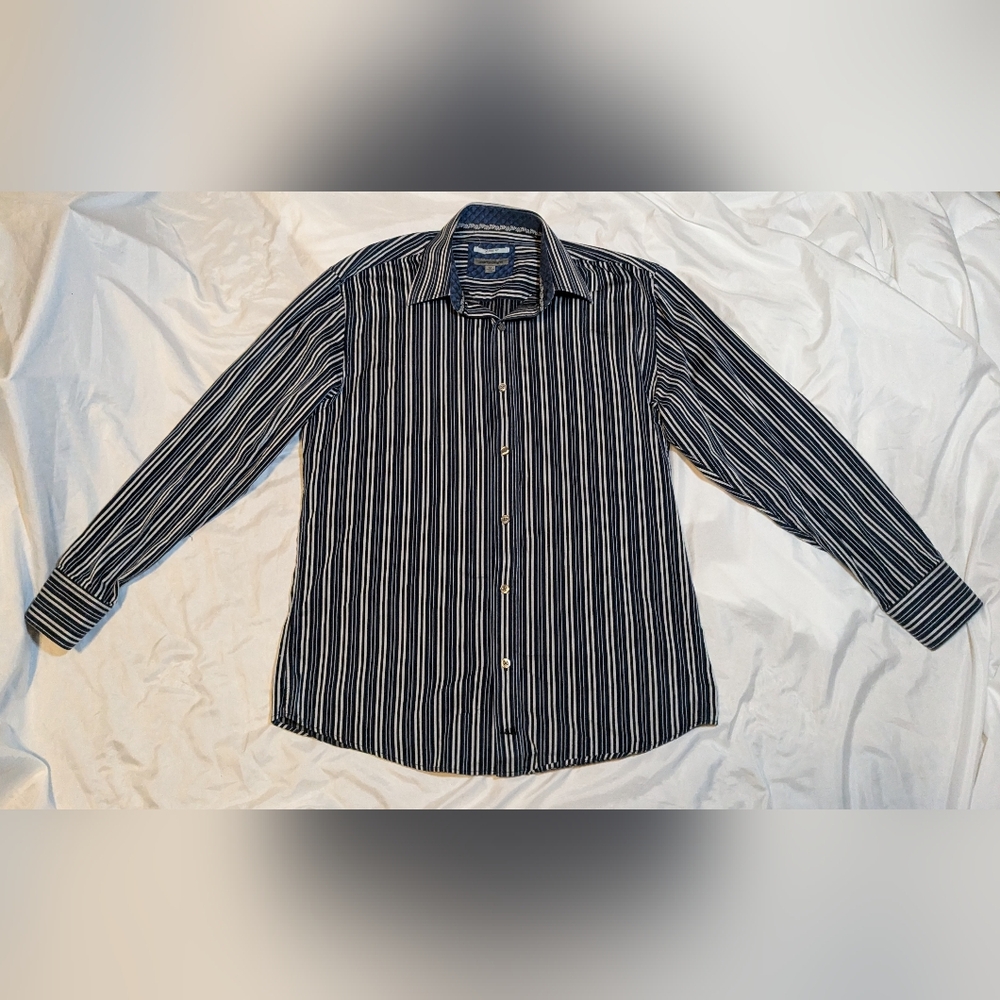 Johnston & Murphy Men's Tailored Fit Striped Button Down Shirt Size Medium
